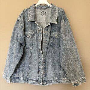 True Nation Light Blue Acid Wash Men 3X Denim Trucker Jacket Button Coat Oversiz